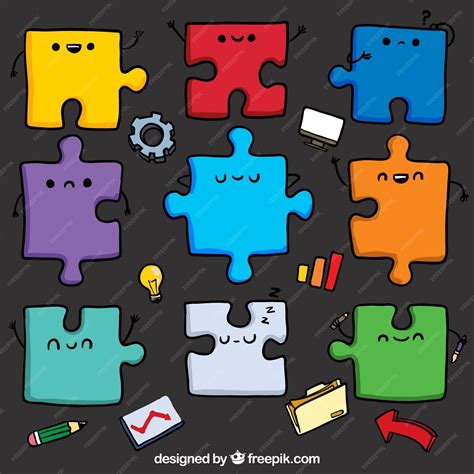 Premium Vector | Cute puzzle pieces