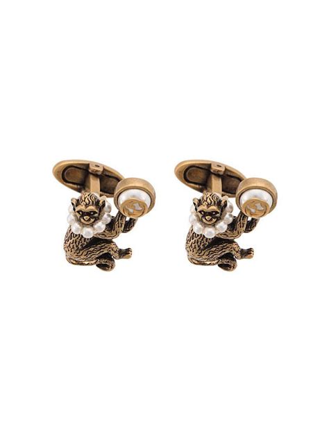 Gucci Monkey Cufflinks in Metallic for Men - Lyst