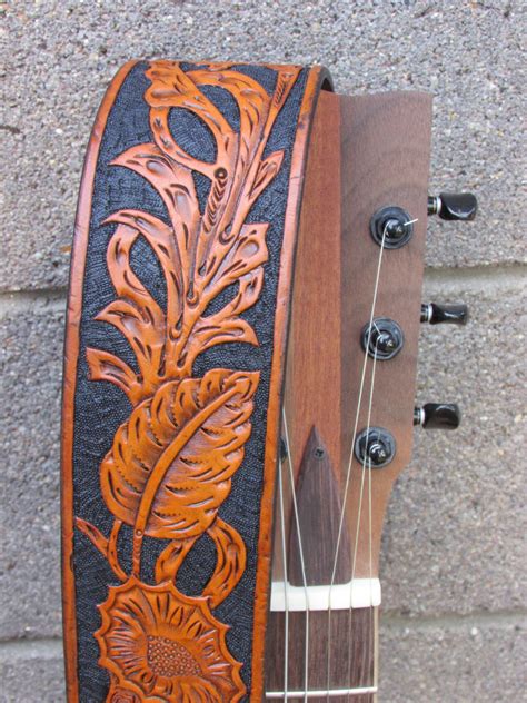 2.5 Wide Hand Carved Leather Guitar Strap | Etsy