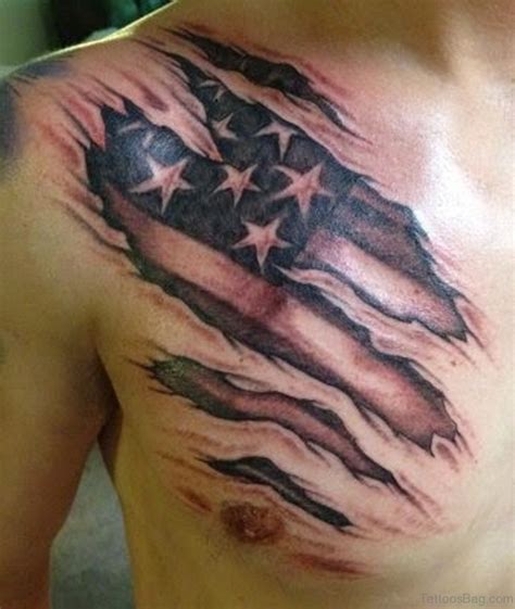 57 Classic Flag Tattoos On Chest - Tattoo Designs – TattoosBag.com