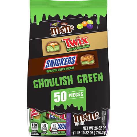 M&M's, Snickers & Twix Ghoulish Green Halloween Candy - 50 Ct Bulk Bag ...