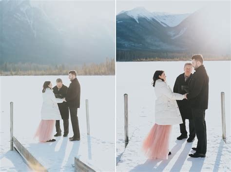 Vermilion Lakes Elopement in the winter in Banff National Park