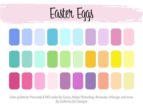 Easter Eggs Color Palette for Procreate and HEX Codes for Canva and the ...