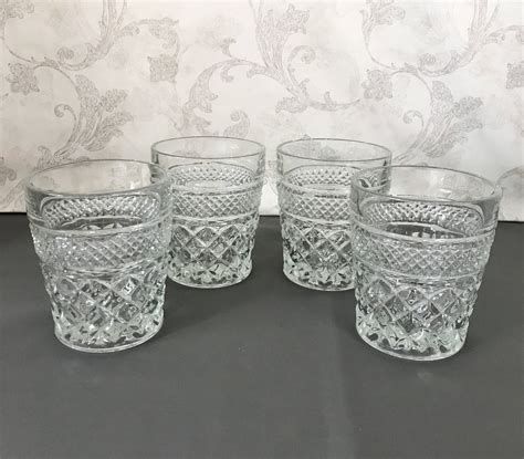 Set of 4 Wexford Clear Drinking Glasses, Vintage Old Fashioned Tumblers, On The Rocks Glasses ...