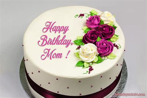 Happy Birthday Wish Cake For Mom With Name