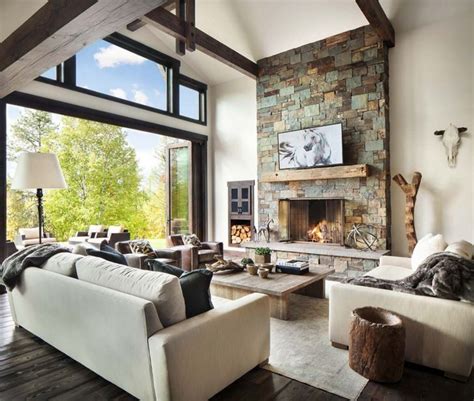 20 idées de décoration d'intérieur de maison rustique extraordinaire | Modern rustic living room ...