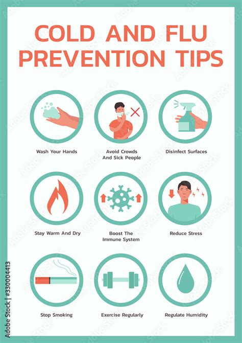 cold and flu prevention tips infographic, healthcare and medical about ...