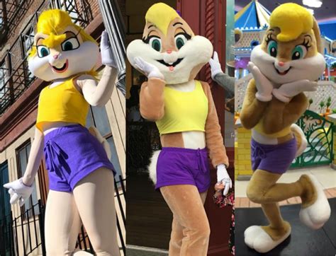 Three versions of the Lola Bunny Mascot Costumes in Theme Parks : r/looneytunes