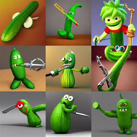 larry the cucumber wielding a keyblade, 3d render, | Stable Diffusion | OpenArt