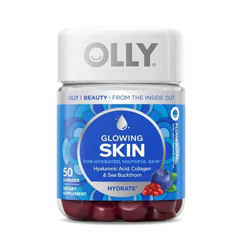 OLLY Glowing Skin Vitamin Gummy, Hyaluronic Acid, Plump Berry, 50 Ct - Walmart.com - Walmart.com