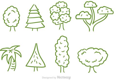 Doodle Tree Vector Set 92527 Vector Art at Vecteezy