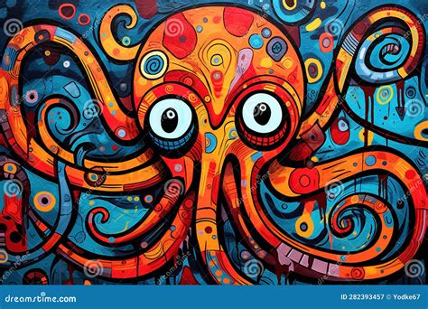 Abstract Octopus Painting in the Style of Pablo Picasso. Animals Art Stock Illustration ...