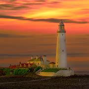 Download Yellow Orange (Color) Sunset Sky Lighthouse Man Made PFP