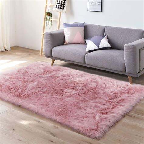 LOCHAS Ultra Soft Fluffy Rugs Faux Fur Sheepskin Area Rug for Bedroom ...