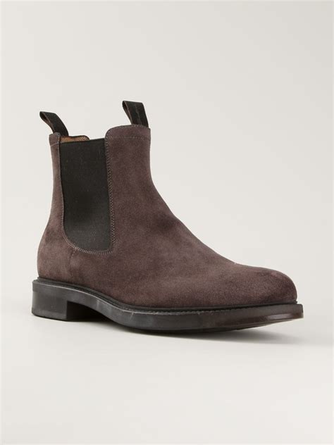 Lyst - Santoni Suede Chelsea Boots in Brown for Men