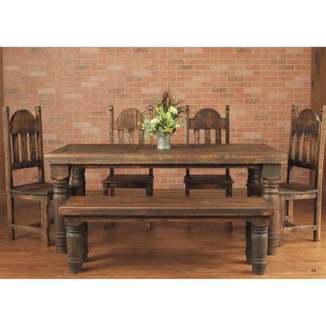 Rustic Dining Table Set with Bench, Rustic Dining Table Set