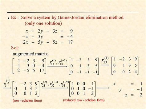 Gaussian Elimination and GaussJordan Elimination n n matrix