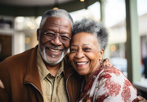 Healthy African American senior couple smiling happy and embracing ...