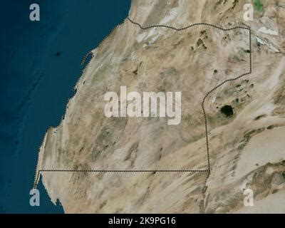 Dakhla-Oued Ed-Dahab, region of Morocco. Colored elevation map with ...