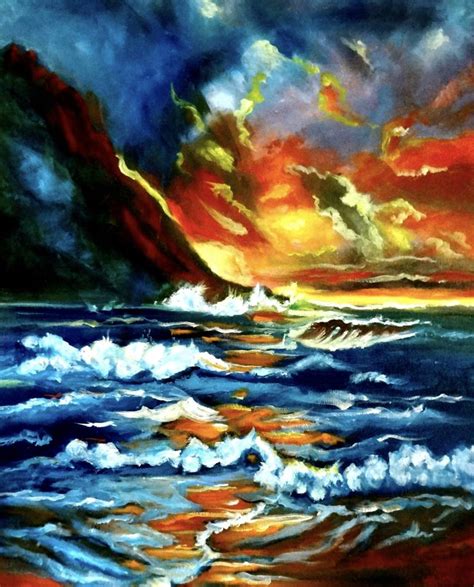 Hawaiian Sunset Painting at PaintingValley.com | Explore collection of ...