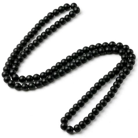 Aliexpress.com : Buy Matte Black Onyx Necklaces &Pendants Mens Natural Stone Women Beaded Long ...