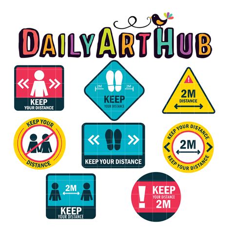 Social Distancing Warning Clip Art Set – Daily Art Hub // Graphics, Alphabets & SVG