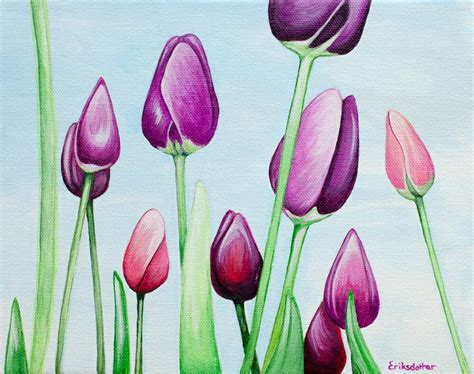 Field of Purple Tulips - Spring Art Auction 2013 - Painting No 6 - Studio Eriksdotter