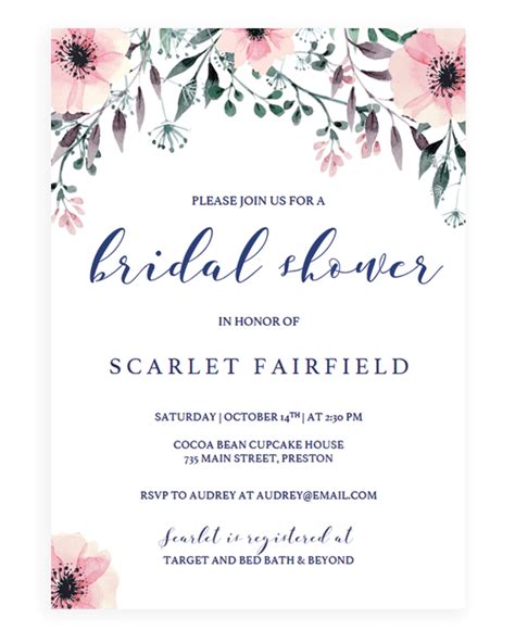 bridal shower invitations templates Shower bridal couples invitations ...