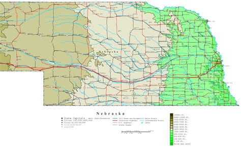 Nebraska Contour Map