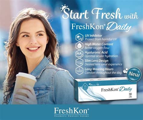 Get an instant upgrade with our latest FreshKon Daily slim design 1-Day clear contact lens which ...