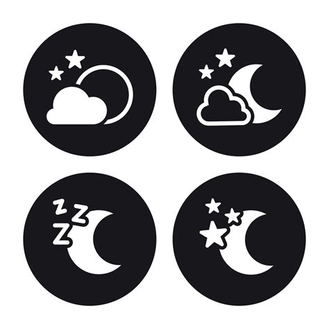 Night icons set. White logo on a black background 18768029 Vector Art at Vecteezy