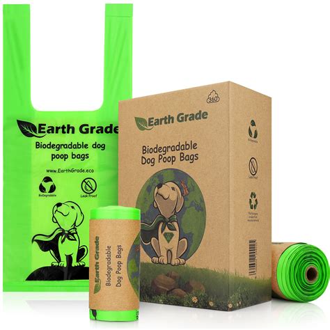 Buy Earth Grade Dog Poo Bags with Tie Handles on Roll (360) Extra Thick Strong Biodegradable 100 ...