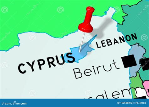 Cyprus, Nicosia - Capital City, Pinned on Political Map Stock Illustration - Illustration of ...