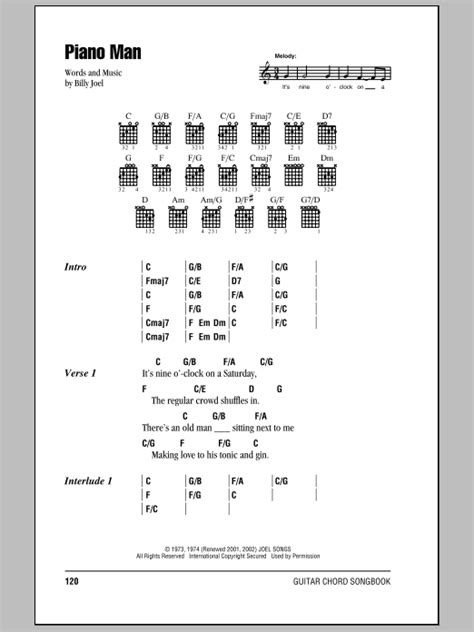 Piano Man by Billy Joel - Guitar Chords/Lyrics - Guitar Instructor