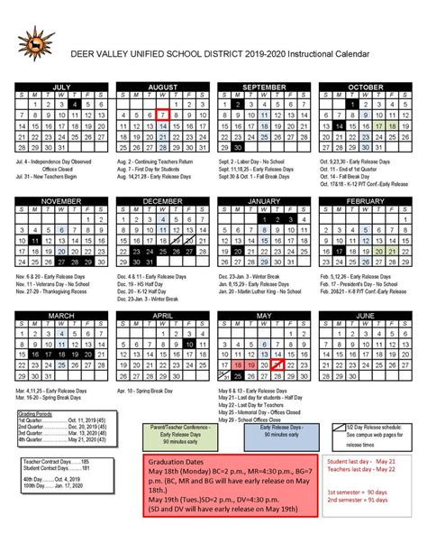 Deer Valley Unified School District Calendar