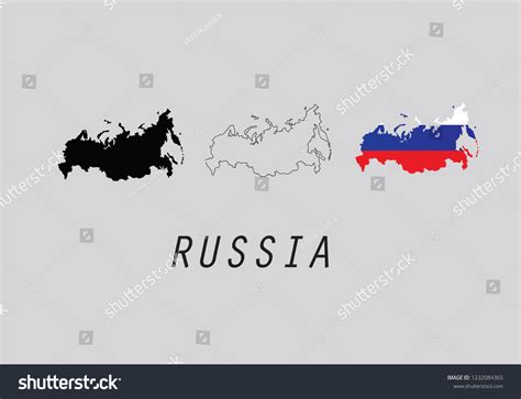 Russia outline map country shape - Royalty Free Stock Vector 1232084365 - Avopix.com