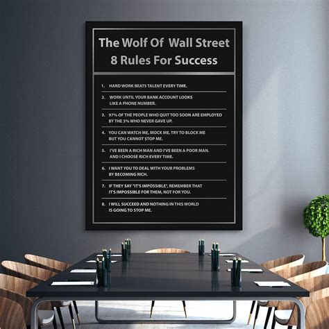 The Wolf Of Wall Street 8 Rules For Success Motivational Wall | Etsy