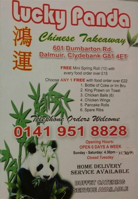 Menu at Lucky Panda restaurant, Clydebank