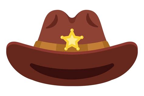 brown cowboy hat with gold sheriff badge. flat vector illustration. 9316757 Vector Art at Vecteezy