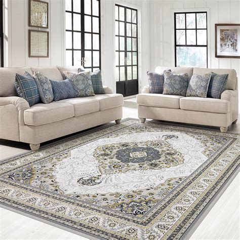 Area Rug Living Room Bedroom: 9x12, Softness Rugs Machine Washable with ...