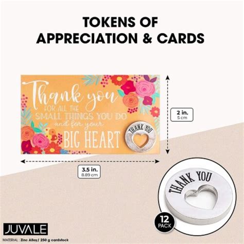 Floral Thank You Cards with Appreciation Heart Token (3.5 x 2 in, 12 Pack), PACK - Kroger