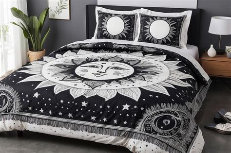 Premium Photo | Bohemian Sun and Moon Bedding