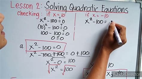 Lesson 2.1 Solving Quadratic Equations by extracting square roots HD 720p - YouTube