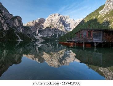 Lago Di Braies Sunrise Italian Dolomites Stock Photo 1199419330 | Shutterstock