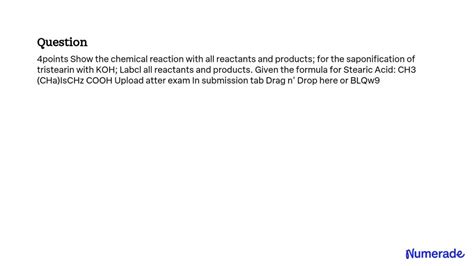 SOLVED: Show the chemical reaction with all reactants and products for ...