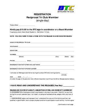 Fillable Online Reciprocal Tri Club Member Fax Email Print - pdfFiller