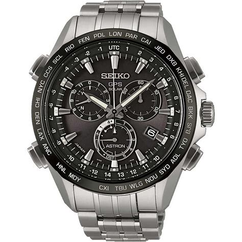 Seiko Men's 'Astron GPS Solar' Chronograph World Time Titanium Watch, Black Size: One Size Fits ...