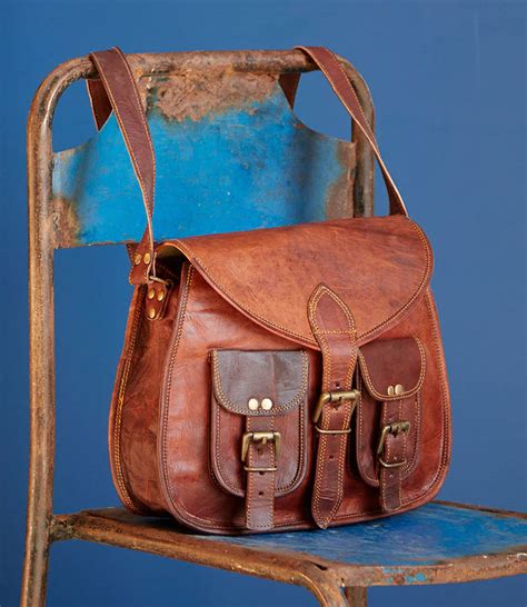 brown leather satchel style saddle bag by paper high ...