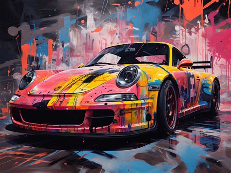 Wall Art Print | Porsche GT911 car Graffiti Style | Europosters