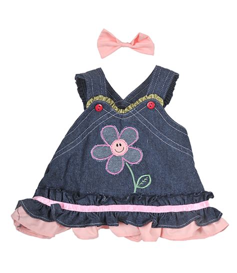 summer denim dress w/bow teddy bear clothes outfit fits most 14" - 18" build-a-bear and make ...